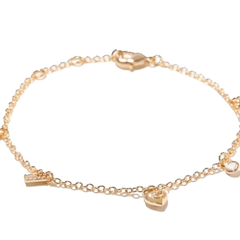 Coach Delicate Gold Charm Bracelet - Jewelry 14k Gold Plated Over Brass - Picture 1 of 9